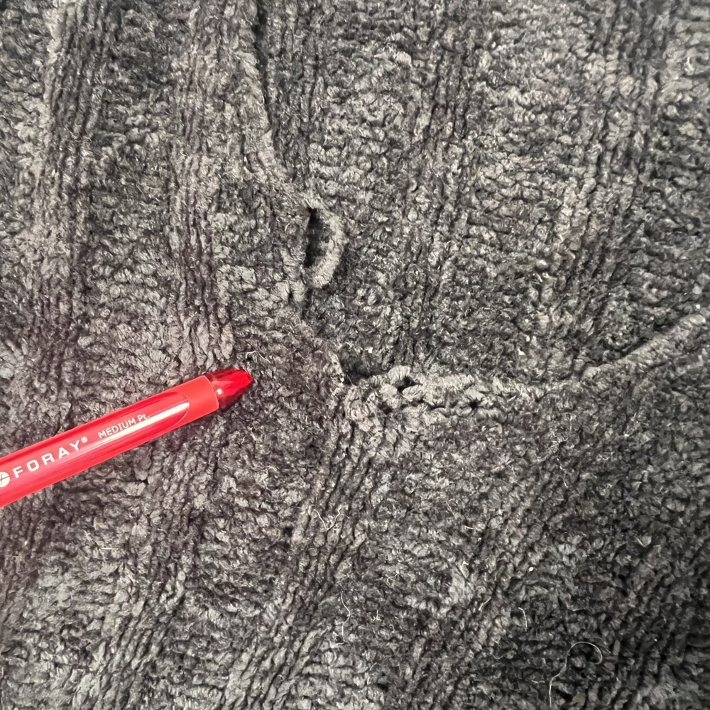 White Stag Ribbed Chenille Knit Sweater XL‎ Black Distressed Acrylic - Picture 5 of 12